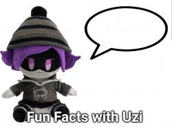 Fun Facts with Uzi (plush edition) Meme Template