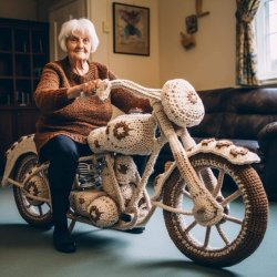 Granny grandma biker Harley Davidson crochet Meme Template