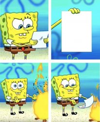 Spongebob Burning Paper RTL Meme Template