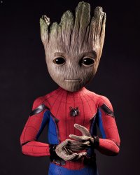 Baby Groot as Spider-Man Meme Template