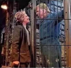 Hillary visits Trump in jail, prison - Silence of the Lambs Meme Template