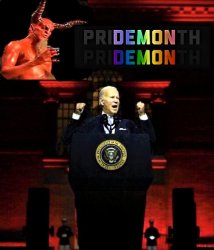biden and the devil proclaim pride month Meme Template