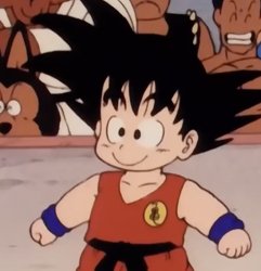 Kid Goku's goofy smile Meme Template