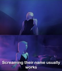 across spider-verse screaming their name usually works Meme Template