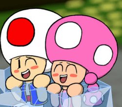 Toad and toadette laughing like cute babies Meme Template