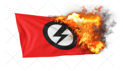 Burning Mosleyist Fascism Flag Meme Template