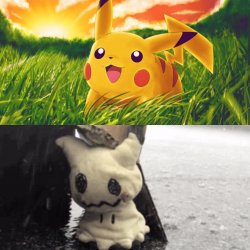 Pikachu/Mimiku Meme Template