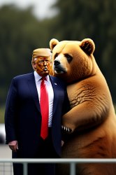 Trump snuggling up to the Russian bear and his boss Putin Meme Template