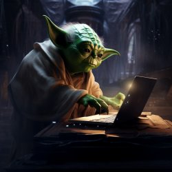 Yoda working laptop Meme Template