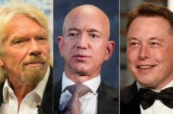 Branson, Bezos, Musk, billionaires joyriding in space Meme Template