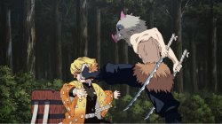 Inosuke kicks Zenitsu Meme Template