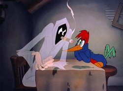Woody Woodpecker vs ghost Meme Template
