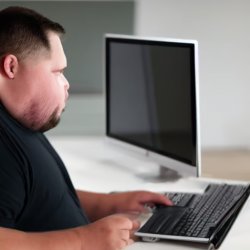 prompthunt: fat man looking at his computer screen Meme Template