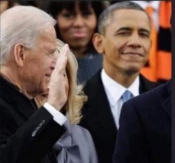 Obama smiling at Biden Meme Template
