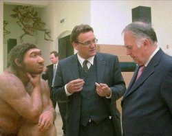 Two men talking one monkey listening Meme Template