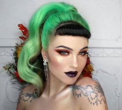 sexy goth with black and green hair Meme Template