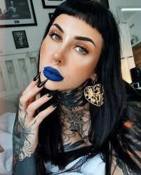 hot girl with blue lipstick Meme Template