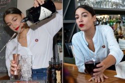 AOC bartending Meme Template