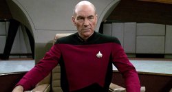 Picard  in Captain's chair Meme Template