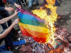 Burning the LGBT Flag Meme Template