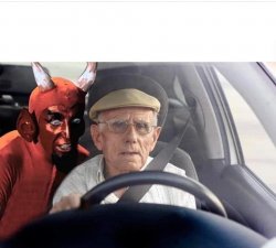 Devil old man driving Meme Template