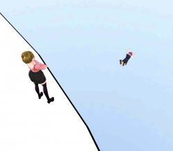 VRoid girl gets thrown off cliff Meme Template