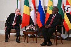 Putin & S African Pres Ramaphosa @ St Petersberg summit 2023 Meme Template