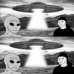 Alien meets wojaj Meme Template
