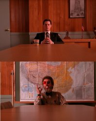 sitting at the table ping pong man serious man twin peaks Meme Template