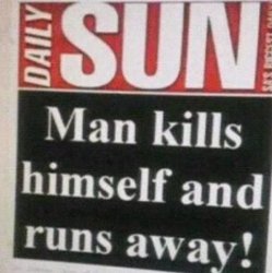 Man kills himself and runs away! Meme Template