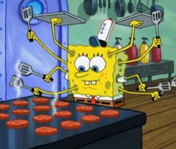 SpongeBob Flipping Burgers Meme Template