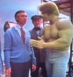 Mister Rogers with Incredible Hulk Meme Template