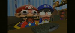 Smg4 and Mario Shocked Meme Template