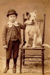 old timey kid with pitbull Meme Template