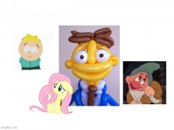 Walter1, Fluttershy, Butters Stotch and Bashful Being Shy Meme Template