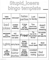 Stupid_losers bingo Meme Template