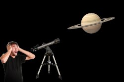 White guy panicking while viewing Saturn from a telescope Meme Template