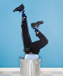 man upside down in garbage can Meme Template