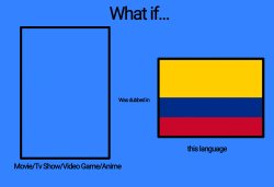 What if a Movie TV Show Dubbed in Colombia Meme Template