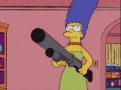 Marge with shotgun Meme Template