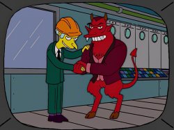 Mr. Burns with the devil Meme Template