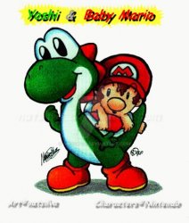 Green Yoshi & baby Mario Meme Template