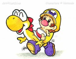 Yellow Yoshi & baby Wario Meme Template