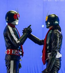 Kamen Rider handshake Meme Template