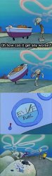 Squidward kicks the boat Meme Template