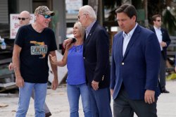 Angry Desantis walks past Biden Meme Template