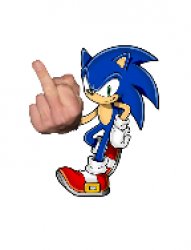 sonic middle finger zoomed in Meme Template