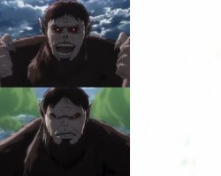 Happy and Annoyed Beast Titan Meme Template