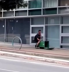 Man Riding Trash Can Meme Template