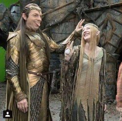 Elrond and Galadriel joking Meme Template
